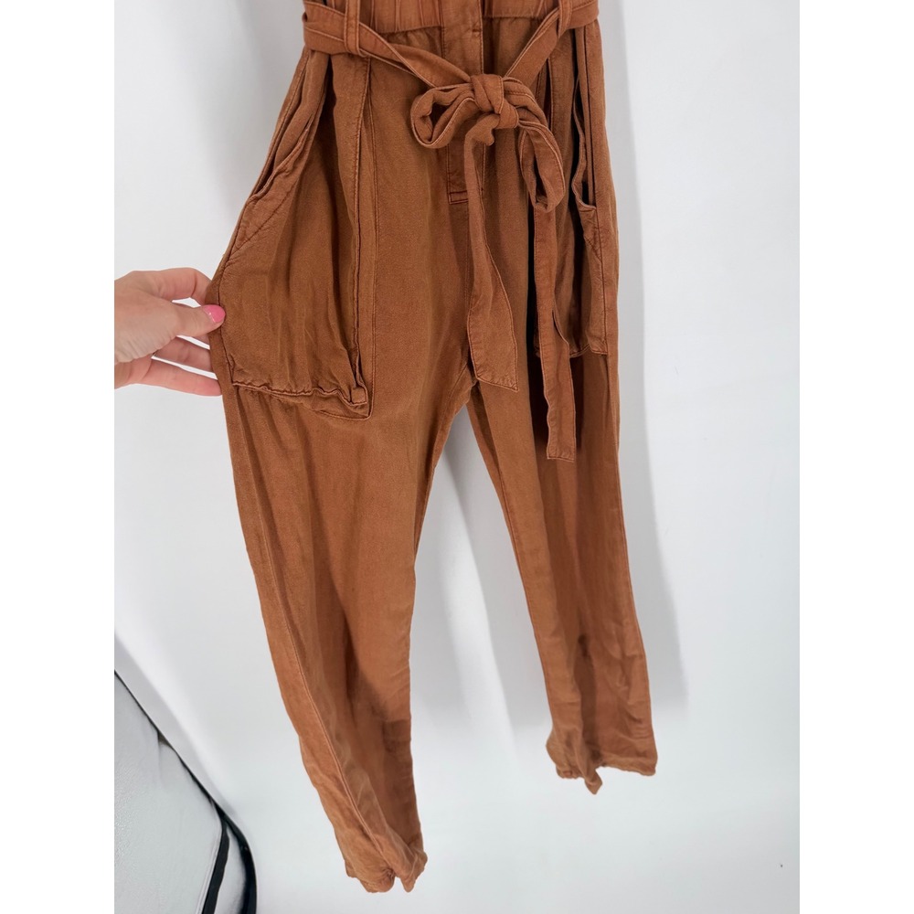YFB Young Fabulous & Broke Jumpsuit Womens XS Rust Linen Utility Safari Core - Picture 4 of 13
